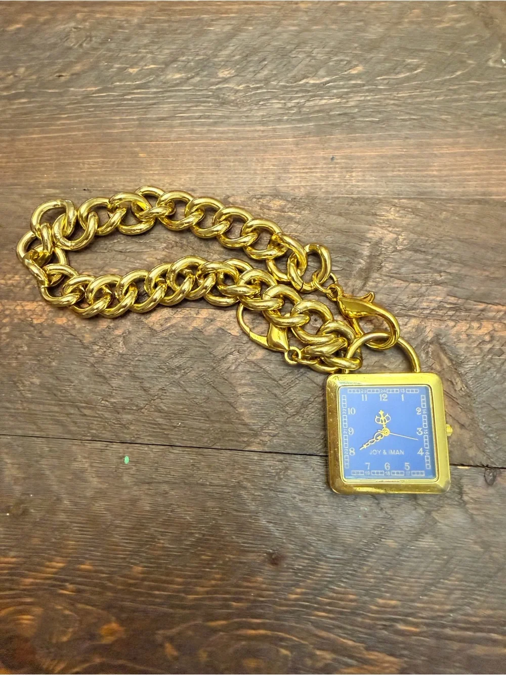 Vintage Goldtone Purse Vest Sweater Watch Blue Dial Quartz Joy & Iman untested